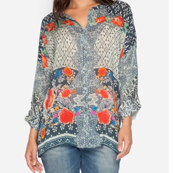 Johnny Was Tops Johnny Was Lottie Button Down Shirt Tunic